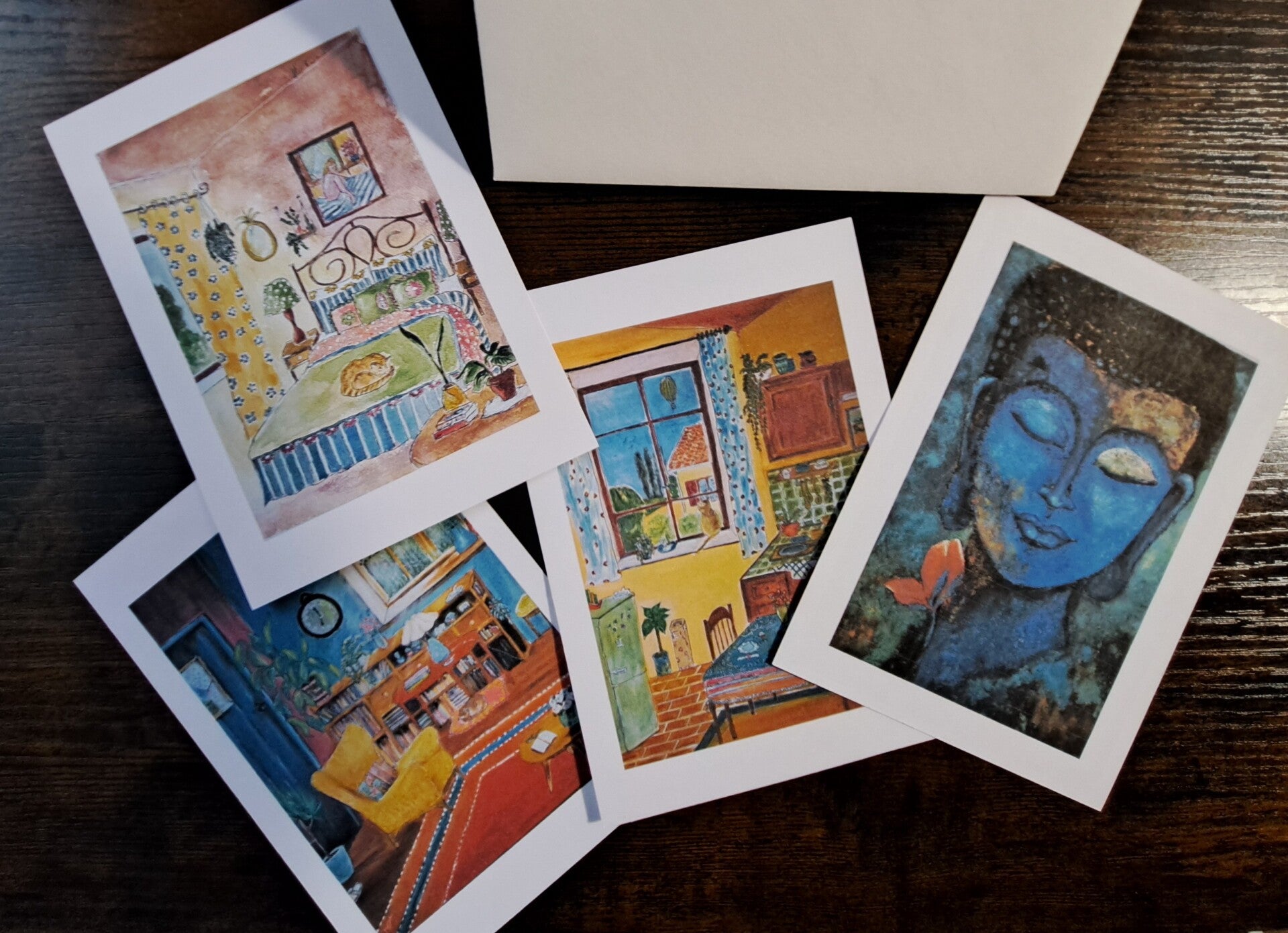 lots de 4 cartes postales modèles unique 10x15 cm imprimé a partir de mes illustrations, créalinerose.com