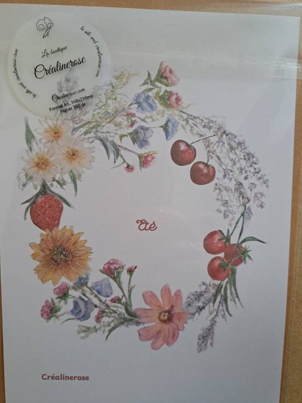 Reproduction A5  impression papier 300 gr à partir de mon aquarelle Eté