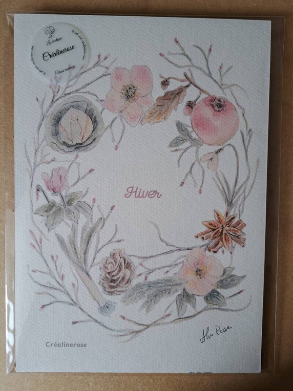 Impression sur papier Aquarelle 300 gr de mon aquarelle Hiver , création artisanales