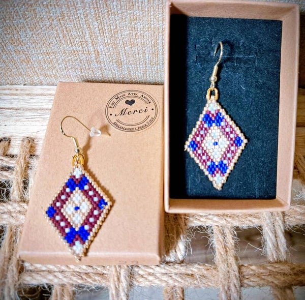 Boucles d'oreilles en perles miyukis fait main ,crochets en argents dorés 925