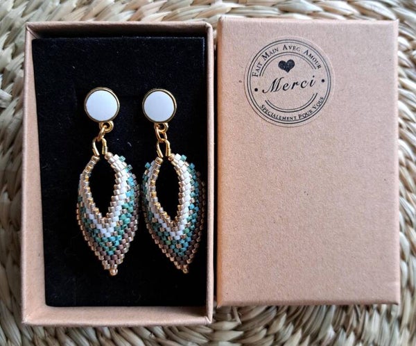 Boucles d'oreilles tressages en perles miyukis
