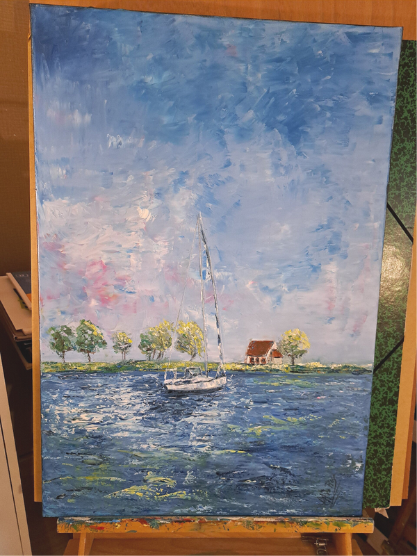 Huile sur toile 73x50 cm au couteau St Valery sur somme