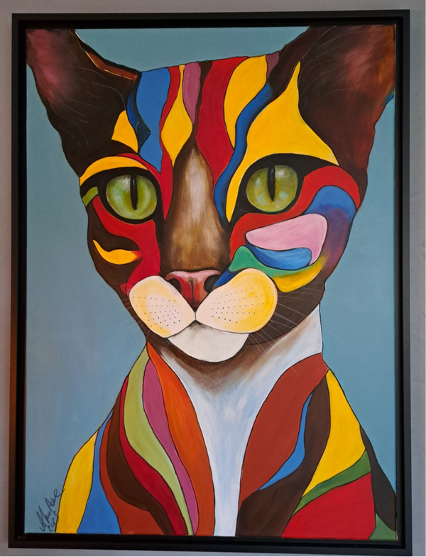Tableau acrylique 100cm x 75 cm acrylique encadrement noir
