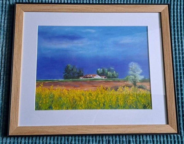 Tableau Paysage Montonvillers Villers bocage 80 , 30x40 cm , passe partout et encadrement bois