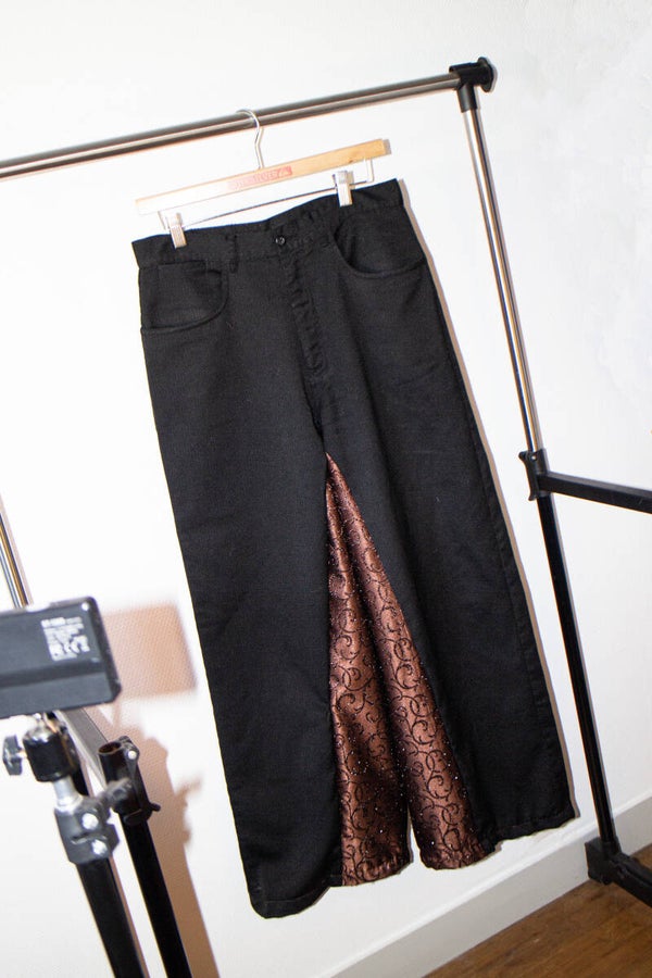 Pantalon homme large marron et noir