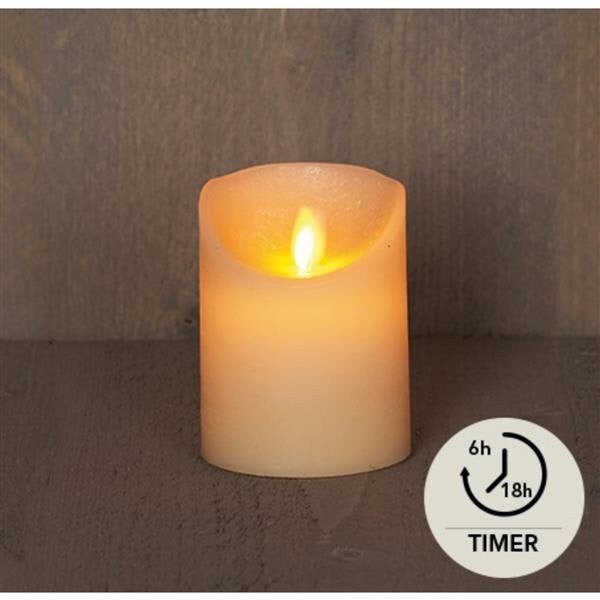 LED Rustiek stompkaars ivoor 7,5x10cm