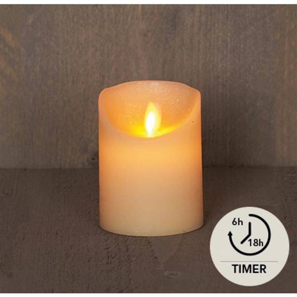 LED Rustiek stompkaars ivoor 7,5x10cm