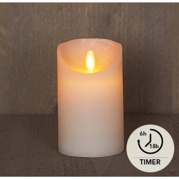 LED Rustiek stompkaars ivoor 7,5x12,5cm