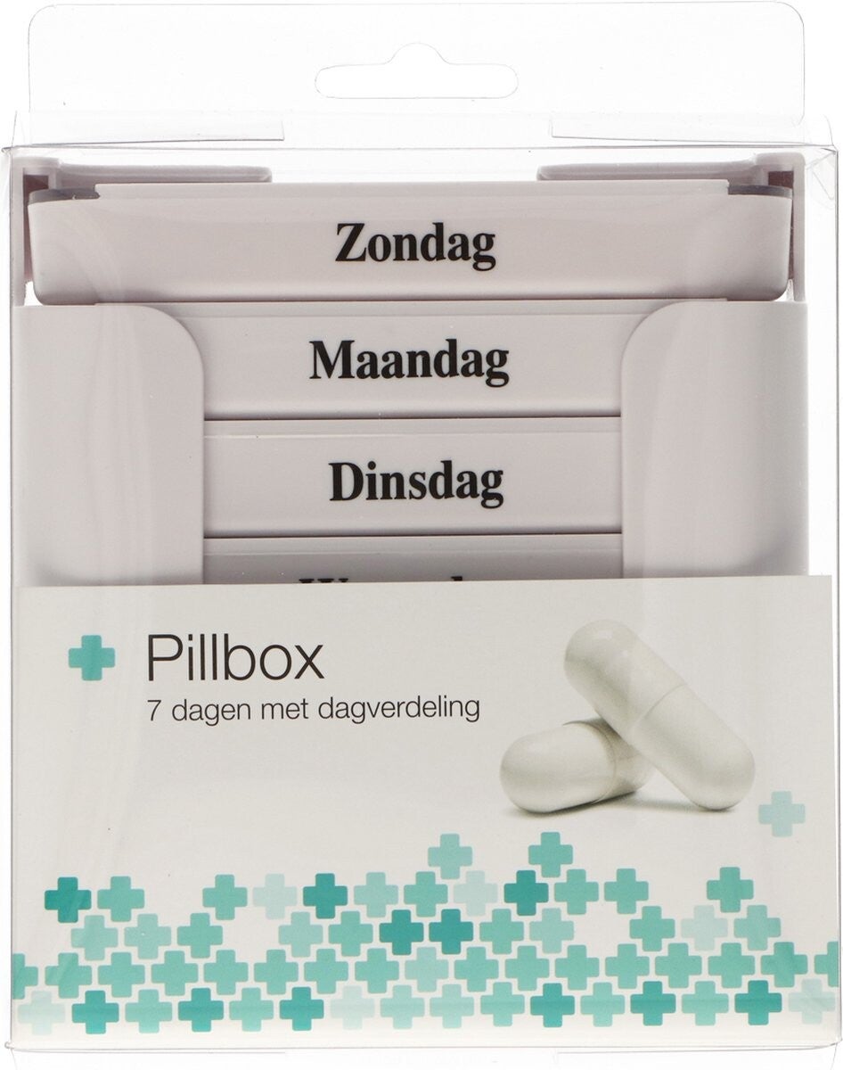 Pillendoos week. 4 Vakken per dag. Wit