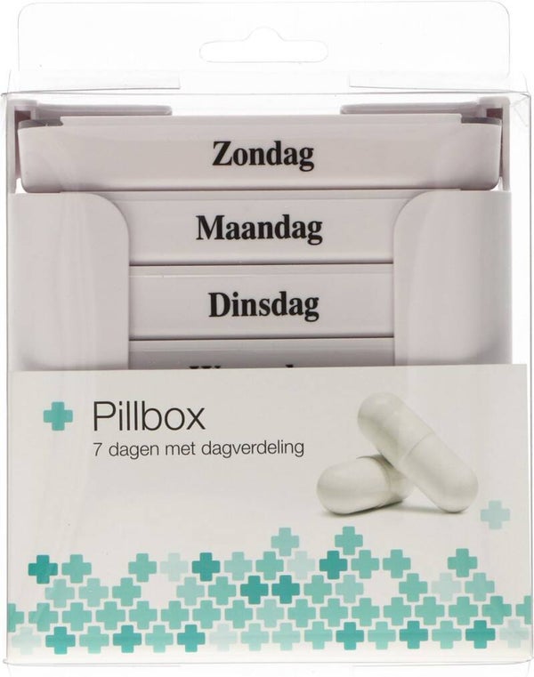 Pillendoos week. 4 Vakken per dag. Wit