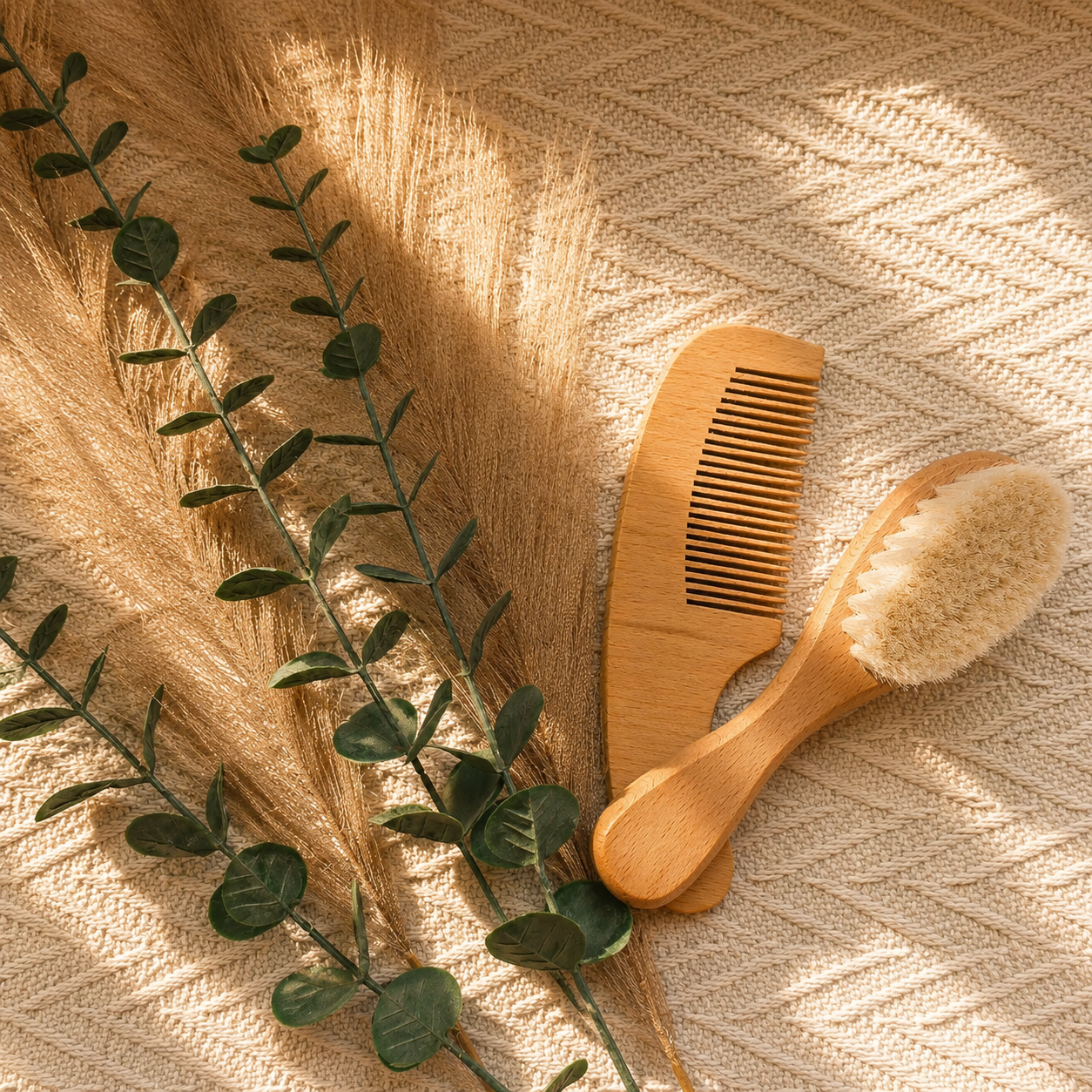 Brosse et peigne en bois pour bébé