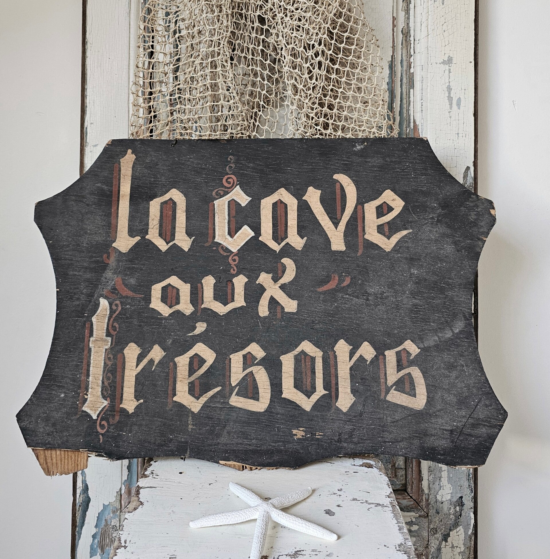 Oud Frans shabby naambord.