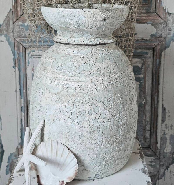 Neckpot Nepal, green white crackeld