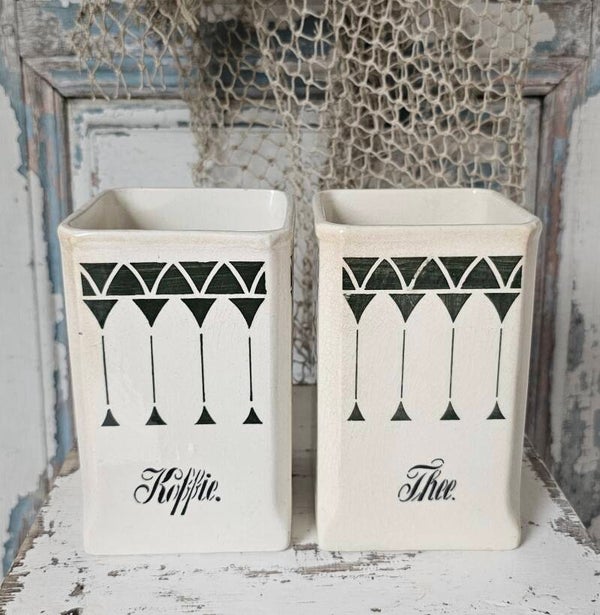 Oude Koffie & Thee potten crackeld
