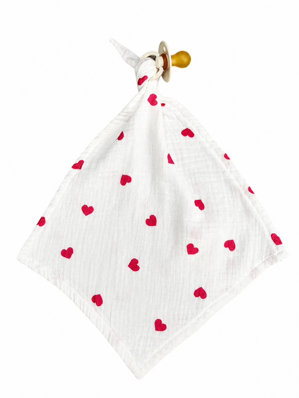 Speendoekje wit/roze hartjes
