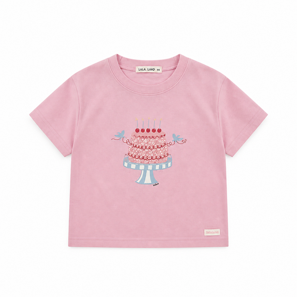 Cherry on the cake t-shirt roze
