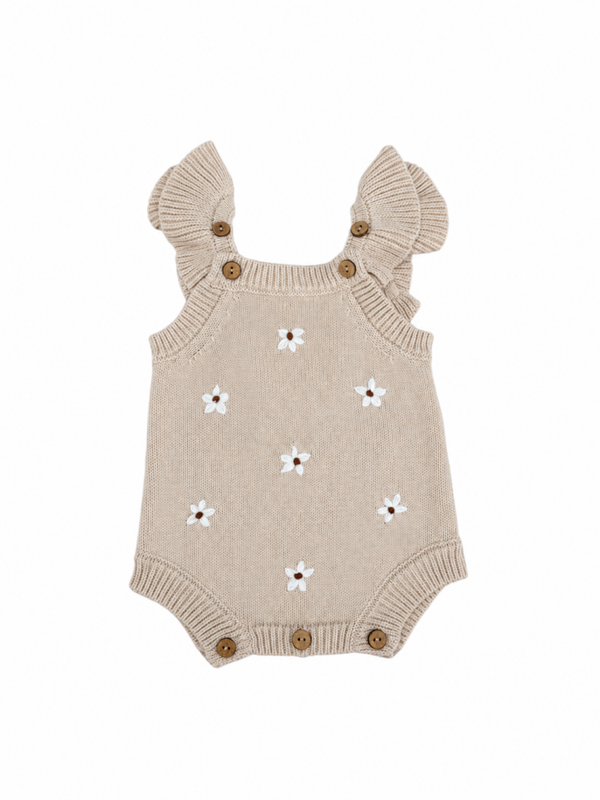 Lillemoon romper met bloemetjes beige
