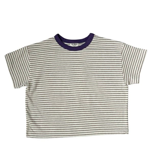 Gestreept T-shirt taupe/paars
