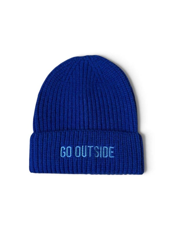 Beanie blauw ‘GO OUTSIDE’