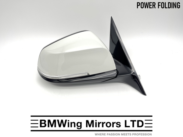 BMW 3 F30 F31 O/S RIGHT DRIVER SIDE WING MIRROR / 5 PIN POWER FOLDING / M-SPORT / ALPINE WHITE A300