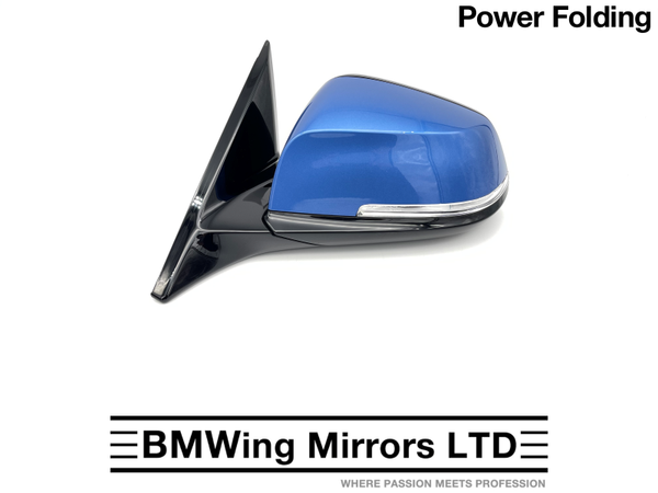 BMW 4 F32 F33 F36 LEFT PASSENGER SIDE WING MIRROR / 5 PIN POWER FOLDING / BLUE