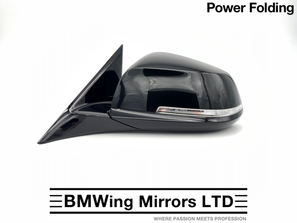 BMW 3 F30 F31 N/S LEFT PASSENGER SIDE WING MIRROR 5 PIN POWER FOLDING / JET BLACK