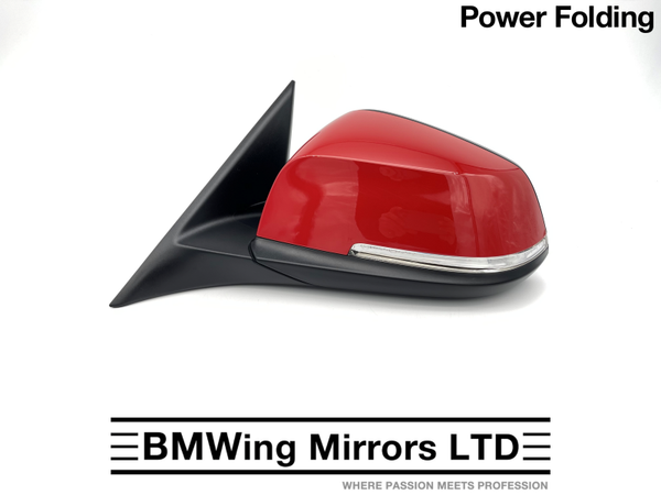 BMW 3 F30 F31 N/S LEFT PASSENGER SIDE WING MIRROR / 5 PIN POWER FOLDING / RED