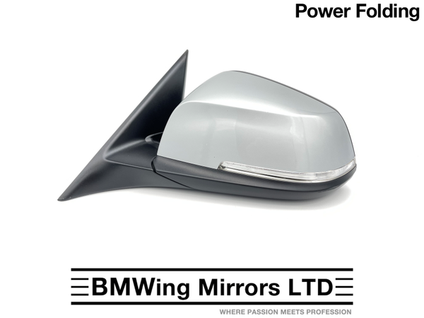 BMW 3 F30 F31 N/S LEFT PASSENGER SIDE WING MIRROR / 5 PIN POWER FOLDING / SILVER