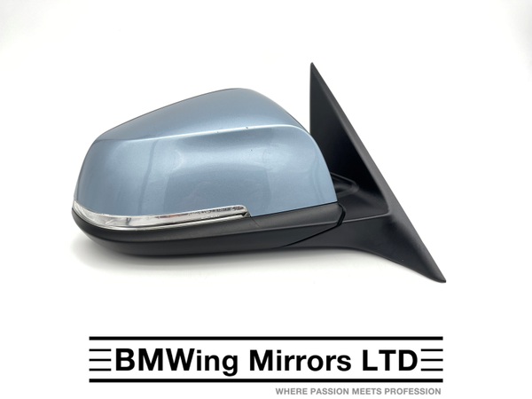 BMW 3 F30 F31 O/S RIGHT DRIVER SIDE WING MIRROR 6 PIN / SE SPORT LUXURY / LIQUID BLUE
