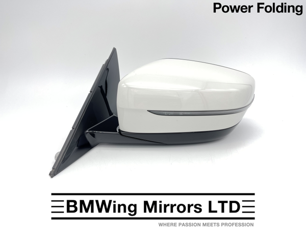 BMW 5 G30 G31 LEFT PASSENGER SIDE DOOR WING MIRROR / 5 PIN POWER FOLDING / WHITE
