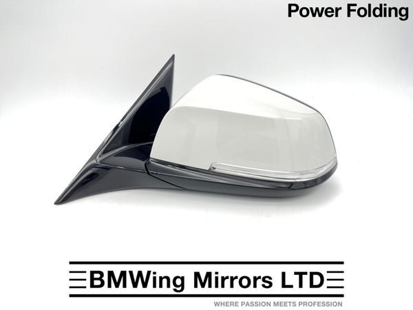 BMW 3 F30 F31 N/S LEFT PASSENGER SIDE WING MIRROR 5 PIN POWER FOLDING / WHITE