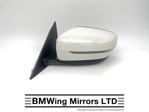 BMW 5 G30 G31 LEFT PASSENGER SIDE DOOR WING MIRROR / MANUAL FOLDING 6 PIN / WHITE
