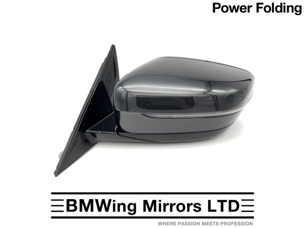 BMW 5 G30 G31 LEFT PASSENGER SIDE DOOR WING MIRROR / 5 PIN POWER FOLDING / GREY