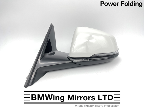 BMW 1 F40 LEFT PASSENGER SIDE DOOR WING MIRROR / 5 PIN POWER FOLDING / WHITE