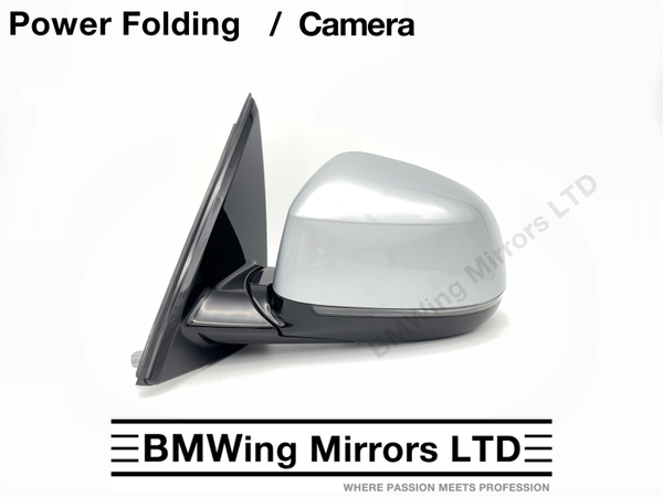 BMW X5 F15 N/S LEFT PASSENGER SIDE WING MIRROR 9 PIN POWER FOLDING + CAMERA / GLACIER SILVER A83