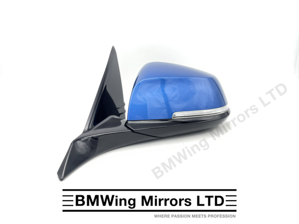 BMW 1 F20 5 DOOR LEFT PASSENGER SIDE DOOR WING MIRROR - 6 PIN - M-SPORT / ESTORIL BLUE