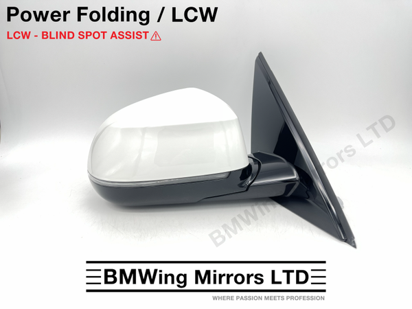 BMW X5 G05 RIGHT DRIVER SIDE WING MIRROR 5 PIN POWER FOLDING + LCW / ALPINE WHITE