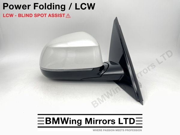 BMW X5 G05 RIGHT DRIVER SIDE WING MIRROR 5 PIN POWER FOLDING + LCW LANE ASSIST / MINERAL WHITE