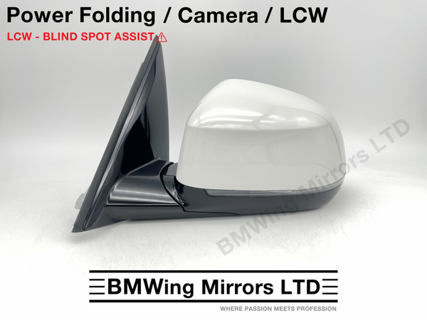 BMW X3 iX3 G01 G08 LEFT PASSENGER WING MIRROR 9 PIN POWER FOLDING + CAMERA + LCW / ALPINE WHITE