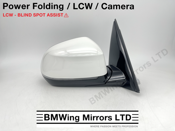 BMW X3 iX3 G01 G08 RIGHT DRIVER WING MIRROR 9 PIN / POWER FOLDING + LANE CHANGE WARNING + CAMERA / ALPINE WHITE