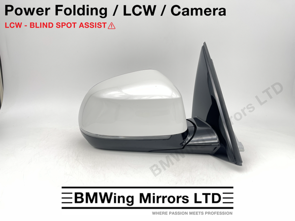 BMW X3 iX3 G01 G08 RIGHT DRIVER WING MIRROR 9 PIN / POWER FOLDING + LANE CHANGE WARNING + CAMERA / MINERAL WHITE