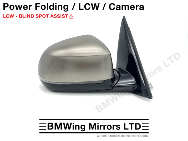 BMW X3 iX3 G01 G08 RIGHT DRIVER WING MIRROR 9 PIN / POWER FOLDING + LANE CHANGE WARNING + CAMERA / M40 CERIUM GREY