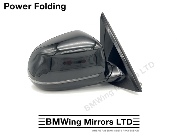 BMW X5 F15 O/S RIGHT DRIVER SIDE WING MIRROR 5 PIN POWER FOLDING / SAPPHIRE BLACK 475