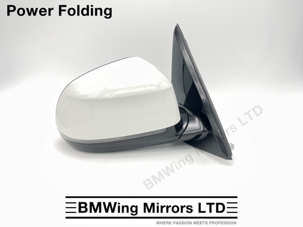 BMW X5 F15 O/S RIGHT DRIVER SIDE WING MIRROR 5 PIN POWER FOLDING / ALPINE WHITE A300