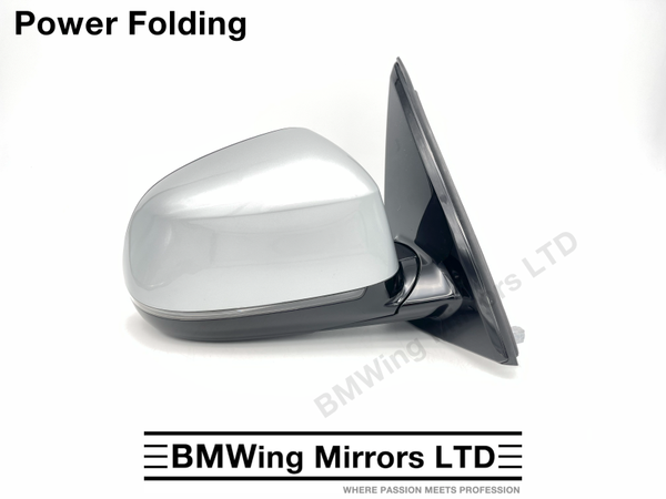BMW X5 F15 O/S RIGHT DRIVER SIDE WING MIRROR 5 PIN POWER FOLDING / GLACIER SILVER A83