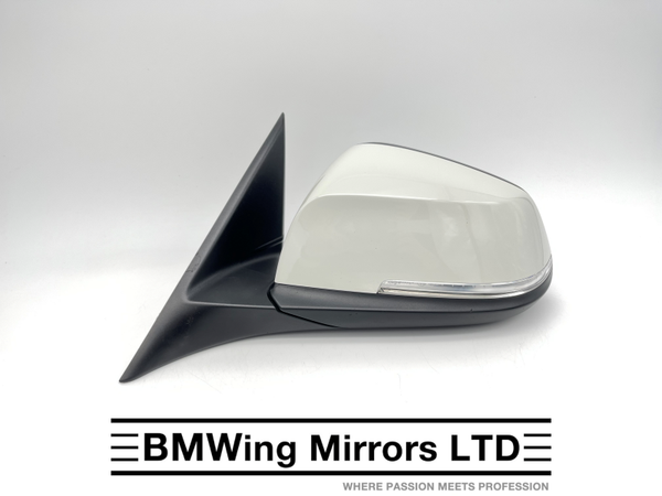BMW 3 F30 F31 N/S LEFT PASSENGER SIDE WING MIRROR 6 PIN / SE SPORT LUXURY / WHITE