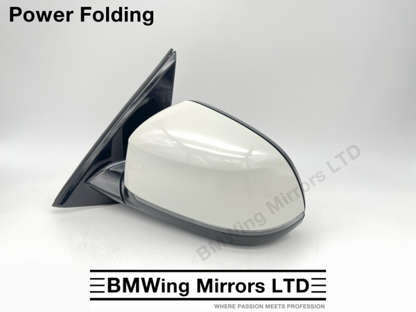 BMW X5 F15 N/S LEFT PASSENGER SIDE WING MIRROR / 5 PIN POWER FOLDING / ALPINE WHITE A300