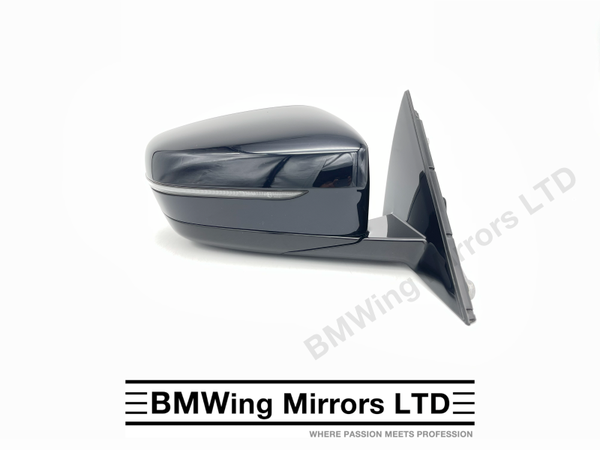 BMW 5 G30 G31 RIGHT DRIVER SIDE DOOR WING MIRROR / MANUAL FOLDING 6 PIN / CARBON BLACK