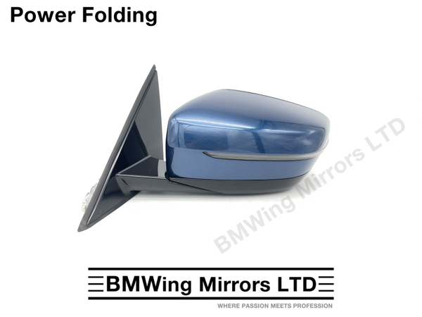BMW 3 G20 G21 LEFT PASSENGER SIDE DOOR WING MIRROR POWER FOLDING 5 PIN / PHYTONIC BLUE