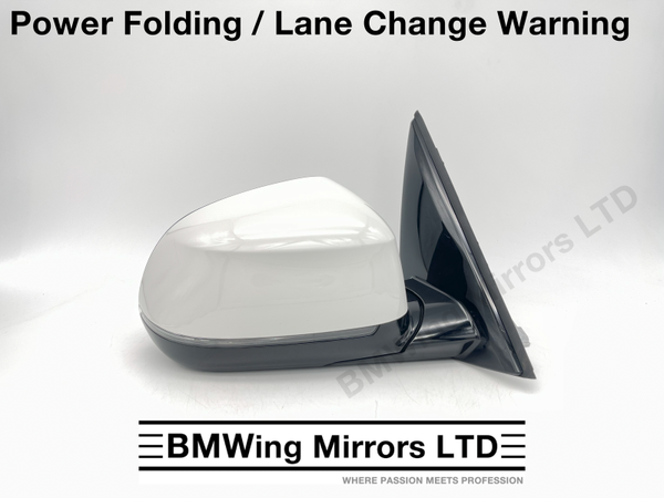 BMW X3 iX3 G01 G08 RIGHT DRIVER WING MIRROR 5 PIN / POWER FOLDING + LANE CHANGE WARNING / ALPINE WHITE A300
